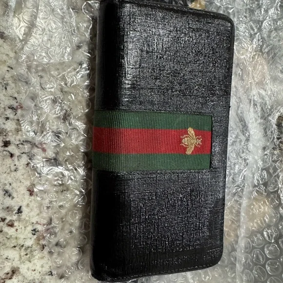 Gucci Black Green Wallet vintage - Picture 8 of 14